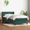 vidaXL Cama com molas/colch&atilde;o 90x220 cm veludo verde-escuro