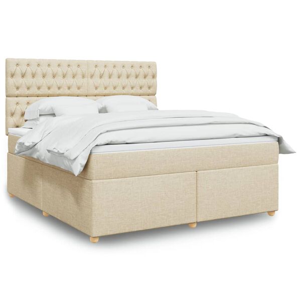 vidaXL Cama com molas/colch&atilde;o 180x200 cm tecido cor creme