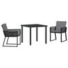 vidaXL Conjunto de Jantar para Jardim 3 unid. Preto A&ccedil;o revestido a p&oacute;