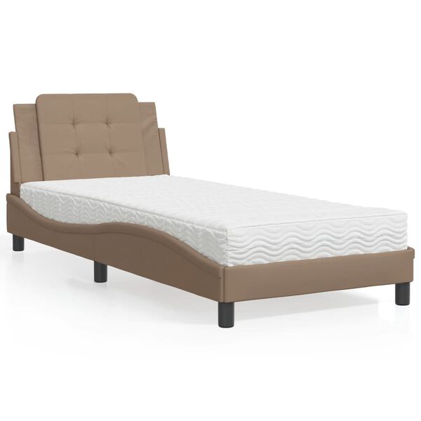 vidaXL Estrutura de cama sem colch&atilde;o Zadar 80x200 cm couro artificial cappuccino
