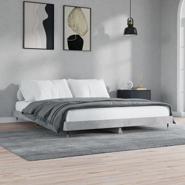 vidaXL Estrutura de cama 200x200 cm derivados de madeira cinza cimento