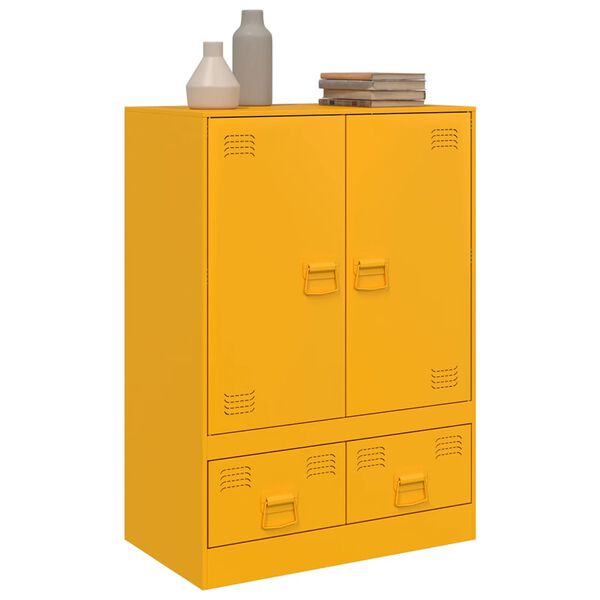 vidaXL Aparador alto 67x39x95 cm a&ccedil;o amarelo mostarda