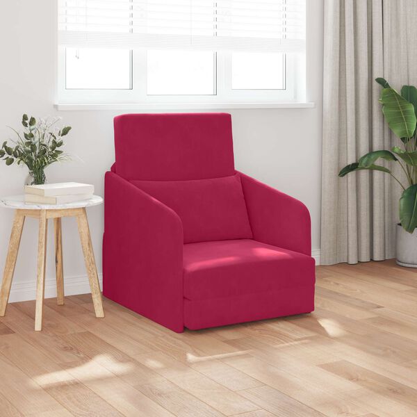 vidaXL Sof&aacute;-Cama Vinho Vermelho 65 x 80 x 83 cm Veludo