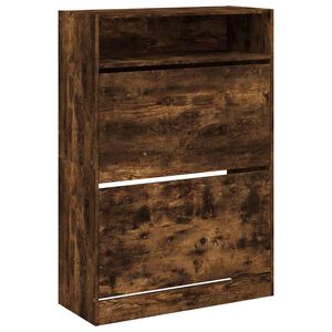 vidaXL Sapateira c/ 2 gavetas articuladas 80x34x116 cm carvalho fumado