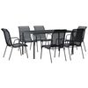 vidaXL 7 pcs conjunto de jantar para jardim a&ccedil;o e textilene preto
