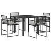 vidaXL Conjunto de Jantar para Jardim 5 unid. Preto vime PE