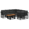 vidaXL Conjunto de Sof&aacute; de Jardim 9 unid. Preto e Cinza Escuro vime PE