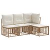 vidaXL Conjunto de Sof&aacute;s para Exterior 4 pcs Natural Poli&eacute;ster