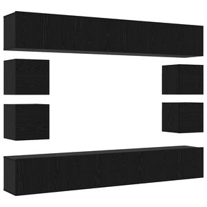 vidaXL Conjunto de m&oacute;vel de TV 8 pcs Carvalho Preto Madeira processada