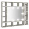 vidaXL Arm&aacute;rio espelhado com LED 91x15x76,5 cm cinzento cimento