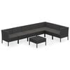 vidaXL 8 pcs conjunto lounge de jardim c/ almofad&otilde;es vime PE preto