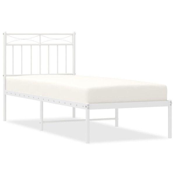 vidaXL Estrutura de cama com cabeceira 80x200 cm metal branco