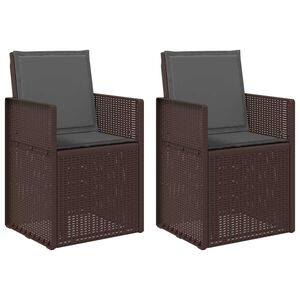 vidaXL Cadeiras de Jantar para Jardim 2 unid. Castanho e Antracite PP