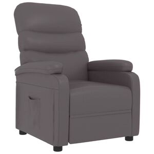 vidaXL Poltrona reclin&aacute;vel couro artificial cinzento
