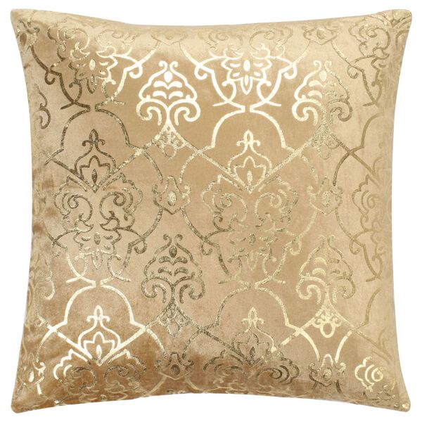 vidaXL Almofad&otilde;es 2 pcs 40x40 cm veludo impress&atilde;o folha bege e dourado