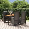 vidaXL 5 pcs conjunto de jantar p/ jardim c/ almofad&otilde;es vime PE preto