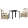 vidaXL Conjunto de Jantar para Jardim 3 unid. Bege e Branco Creme