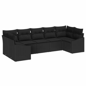 vidaXL Conjunto de Sof&aacute; de Jardim 7 pcs Preto vime PE