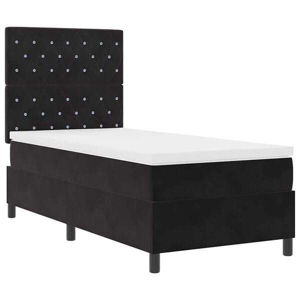vidaXL Cama Box Spring LED com colch&atilde;o Preto 100 x 200 cm Veludo
