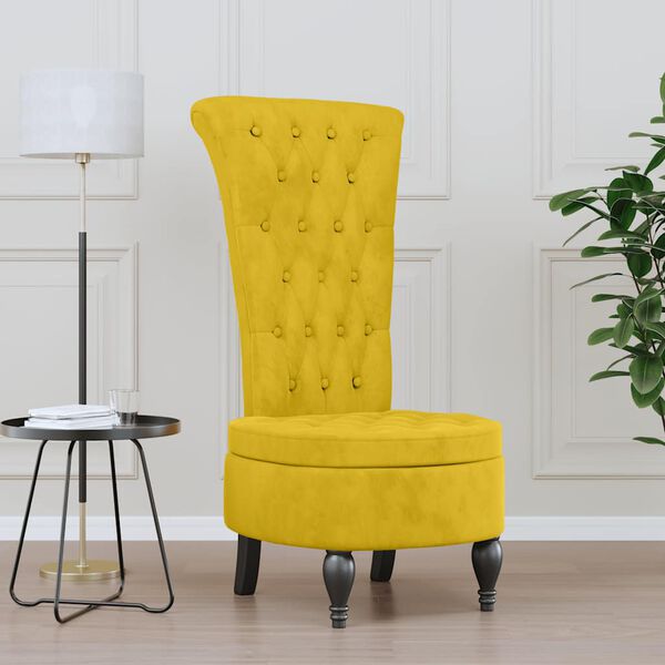vidaXL Cadeir&atilde;o com encosto alto veludo amarelo design de bot&otilde;es