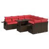 vidaXL 9 pcs conjunto sof&aacute;s jardim almofad&otilde;es vime PE/ac&aacute;cia castanho