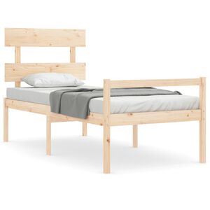 vidaXL Cama para idosos com cabeceira 90x200 cm madeira maci&ccedil;a