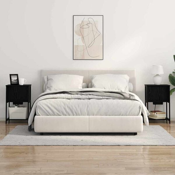 vidaXL Arm&aacute;rio de Cabeceira Carvalho Preto 38 x 31 x 61 cm