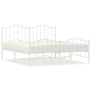 vidaXL Estrutura de cama com cabeceira e p&eacute;s 183x213 cm metal branco