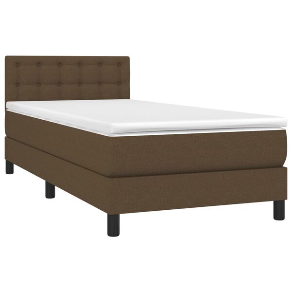 vidaXL Cama com molas/colch&atilde;o 90x200 cm tecido castanho-escuro