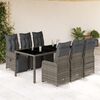 vidaXL 7 pcs conjunto bistr&ocirc; de jardim c/ almofad&otilde;es vime PE cinza