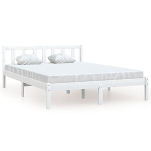 vidaXL Estrutura de cama 140x190 cm pinho maci&ccedil;o branco