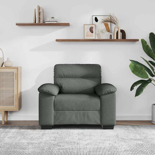 vidaXL Poltrona 60 cm tecido cinzento-escuro