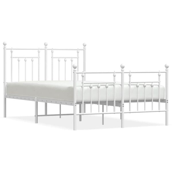 vidaXL Estrutura de cama com cabeceira e p&eacute;s 120x200 cm metal branco