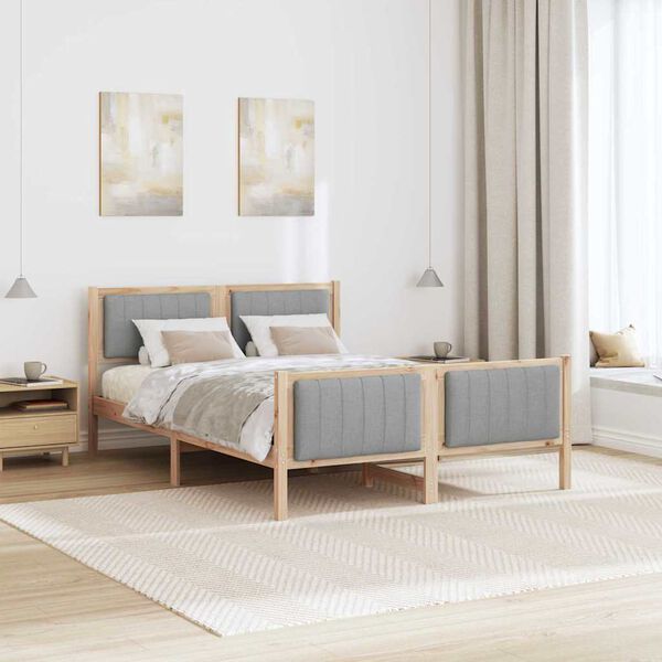 vidaXL Estrutura da cama Marrom e cinza claro 140 x 190 cm