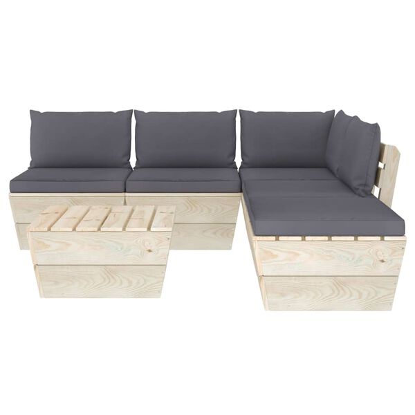 vidaXL 6 pcs conjunto lounge de paletes + almofad&otilde;es madeira de abeto