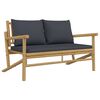 vidaXL 2pcs conj. lounge de jardim bambu c/ almofadões cinzento-escuro