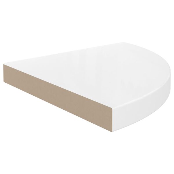 vidaXL Prateleiras canto suspensas 2 pcs 35x35x3,8cm MDF branco brilh.