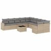 vidaXL 11 pcs conjunto sof&aacute;s de jardim c/ almofad&otilde;es vime PE bege