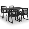 vidaXL 5 pcs conjunto de jantar para jardim vime de PVC preto