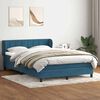 vidaXL Cama com molas/colch&atilde;o 160x220 cm veludo azul-escuro