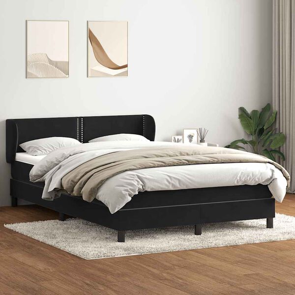 vidaXL Cama com molas/colch&atilde;o 160x220 cm veludo preto