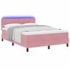 vidaXL Cama Box Spring LED com colch&atilde;o Rosa 160 x 200 cm Veludo