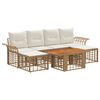 vidaXL Conjunto de Sof&aacute; de Jardim 7 unid. Natural e Branco Creme