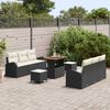 vidaXL Conjunto de Sof&aacute; de Jardim com almofada 9 pcs Preto e Creme