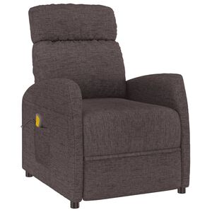 vidaXL Poltrona de massagens tecido castanho-escuro