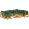 vidaXL 8 pcs conj. lounge jardim madeira c/almofadões verdes