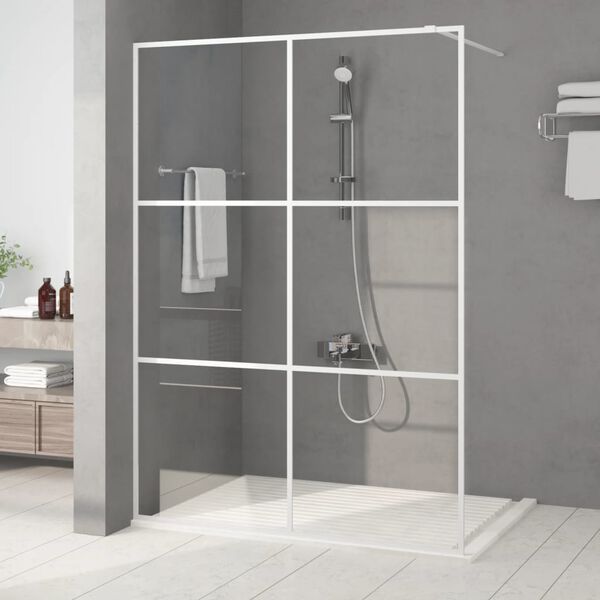 vidaXL Divis&oacute;ria de chuveiro 140x195 cm vidro transparente ESG branco