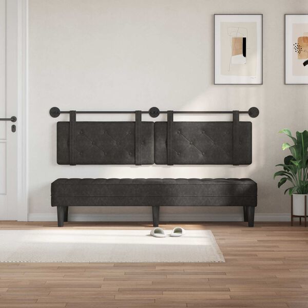 vidaXL Cabeceira Suspensa Preto 190 x 55 x 5 cm PU Antigo