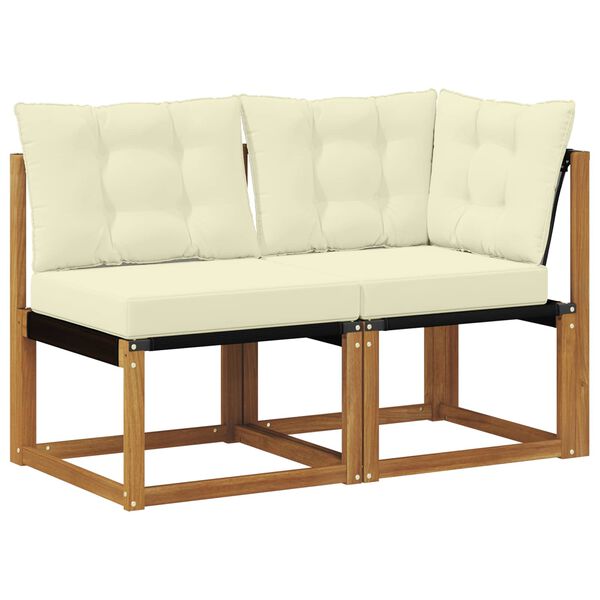 vidaXL Sof&aacute; M&eacute;dio e de Canto para Exterior com almofada 2 Pe&ccedil;a Natural