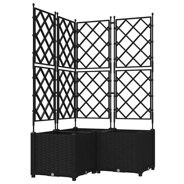 vidaXL Vaso de Jardim 3 pcs Preto 80 x 80 x 143 cm A&ccedil;o